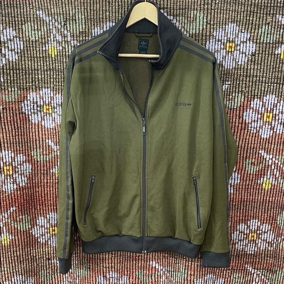 Adidas Olive Green Track Jacket with Black Details - Picture 1 of 6